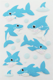 Blu animale gonfio dello squalo del fumetto degli autoadesivi DIY 3D della schiuma non tossica colorato